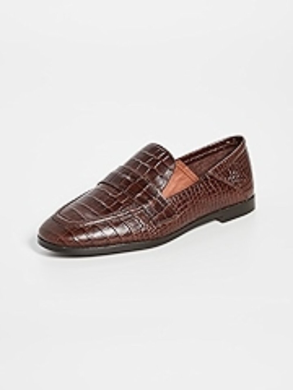 Jeffrey Campbell Brown Leather Croc Embossed Loafers